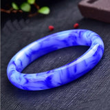 Natural Hand Carved Wide Jade Bracelet Women's Jewelry