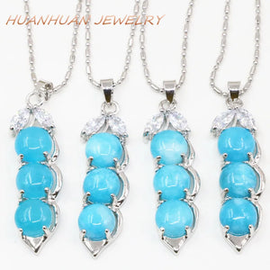 Natural Jade Stone Pendant Peanut Shape Necklace Silver Chain Jewelry B3359