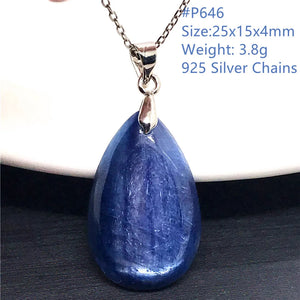 Natural Kyanite 925 Silver Necklace Pendant Nobility Jewelry