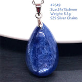 Natural Kyanite 925 Silver Necklace Pendant Nobility Jewelry