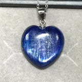 Kyanite Pendant Necklace 18x6mm Beads Cat Eye Gemstone