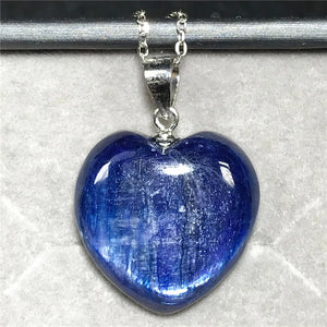 Kyanite Pendant Necklace 18x6mm Beads Cat Eye Gemstone