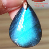 Labradorite Pendant Necklace Crystal Water Drop Grey Moonstone Beads