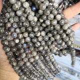 Labradorite Grey Smooth Gemstone Beads for Jewelry Making 6-12mm