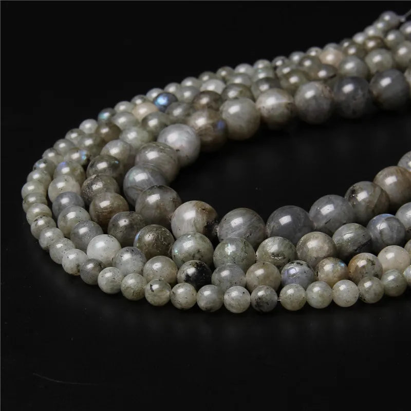 Labradorite Grey Smooth Gemstone Beads for Jewelry Making 6-12mm