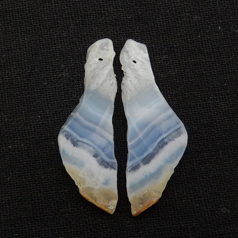 Natural Lace Agate Earrings Beads 42x13x3mm