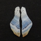 Natural Lace Agate Earrings Beads 42x13x3mm