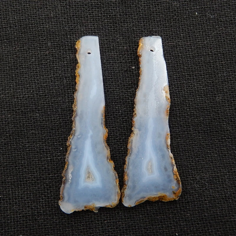 Natural Lace Agate Earrings Beads 45x15x3mm