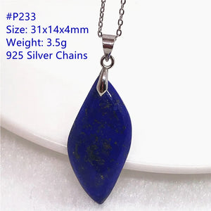 Lapis Lazuli Crystal Pendant Necklace Healing Gift Silver Chains