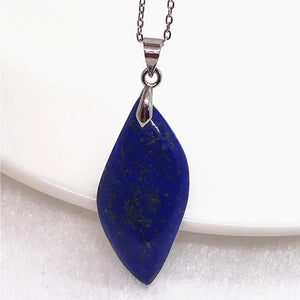 Lapis Lazuli Crystal Pendant Necklace Healing Gift Silver Chains