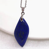 Lapis Lazuli Crystal Pendant Necklace Healing Gift Silver Chains
