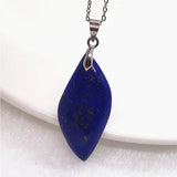 Lapis Lazuli Crystal Pendant Necklace Healing Gift Silver Chains