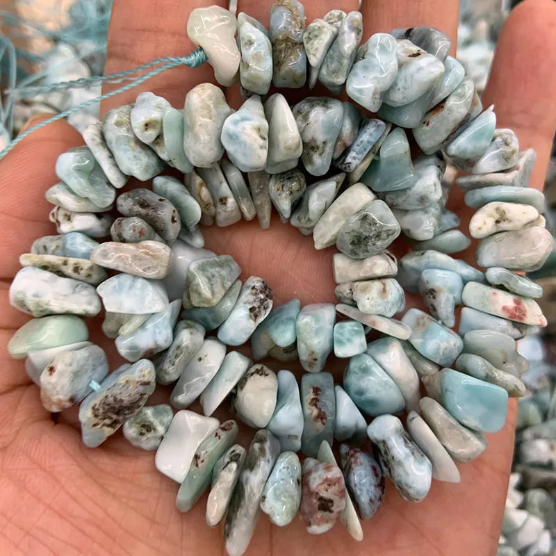Natural Larimar Beads 15'' Freeform Chips DIY Loose Stone Beads
