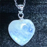 Heart Moonstone Crystal Pendant Jewelry Love Healing Stone Beads Silver Chains