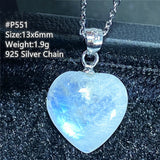 Heart Moonstone Crystal Pendant Jewelry Love Healing Stone Beads Silver Chains