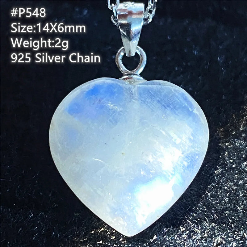 Natural Light Heart Moonstone Necklace Pendant Jewelry For Woman Man