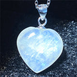 Natural Light Heart Moonstone Necklace Pendant Jewelry For Woman Man