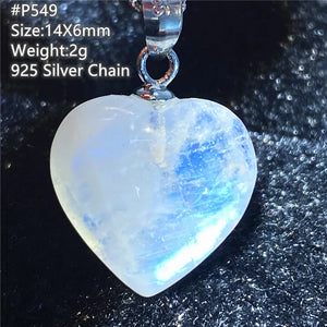Natural Light Heart Moonstone Necklace Pendant Jewelry Man Woman