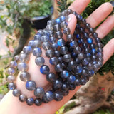 Natural Light Labradorite Round Beads Bracelet Men Women Moonstone AAAAA