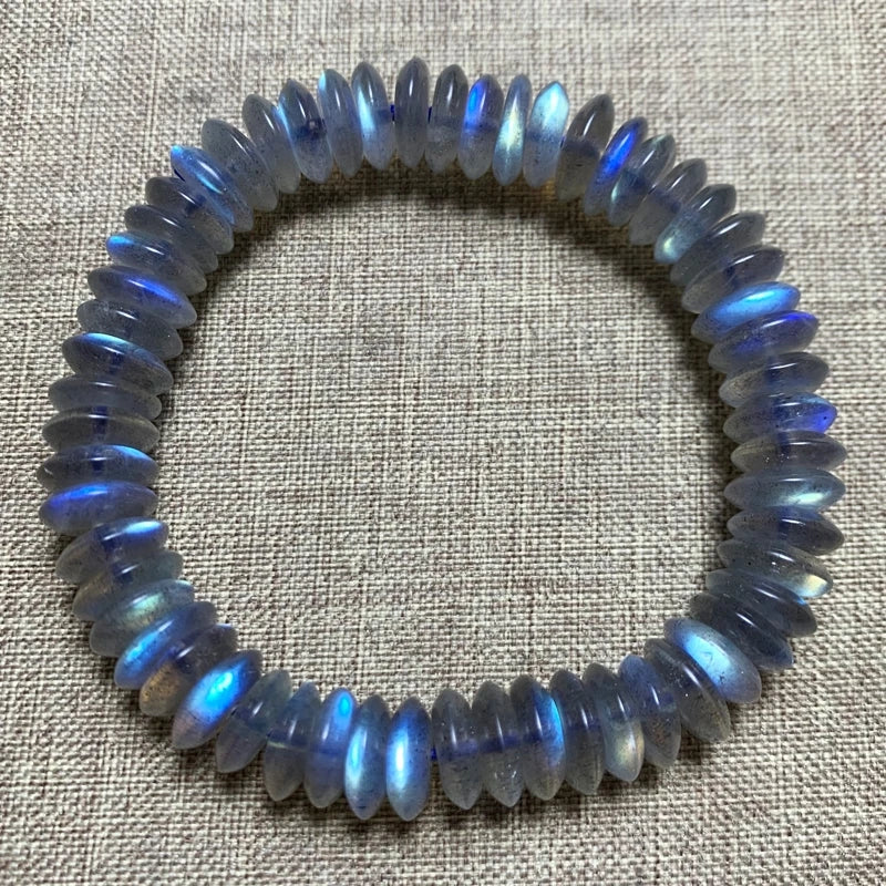 Labradorite Crystal Abacus Beads Bracelet 7mm 8mm Yellow Moonstone Stone