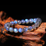 Labradorite Crystal Bracelet Clear Round Beads Grey Moonstone 7mm 8mm 9mm