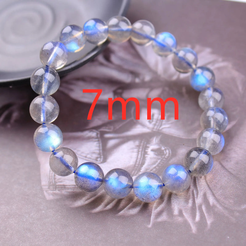 Labradorite Round Beads Bracelet Grey Moonstone Stone