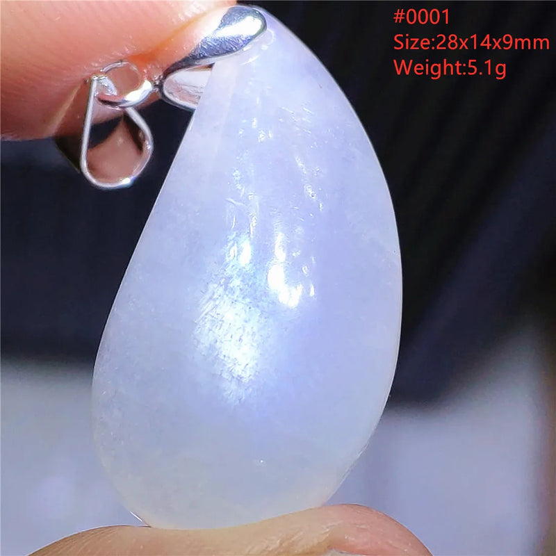Moonstone Pendant Necklace Clear Beads Oval Crystal Healing