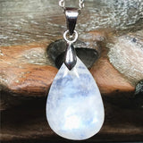 Moonstone Pendant Necklace Genuine Crystal Silver Chains Jewelry