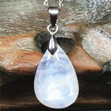 Moonstone Pendant Necklace Genuine Crystal Silver Chains Jewelry