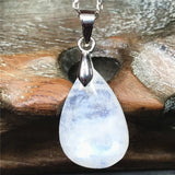 Moonstone Pendant Necklace Genuine Crystal Silver Chains Jewelry