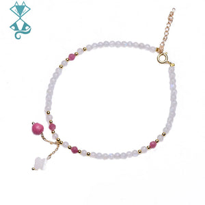 Moonstone Tourmaline Pendant Anklet Four Leaf Clover Ankle Chain