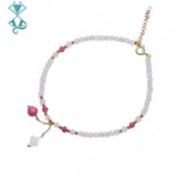Moonstone Tourmaline Pendant Anklet Four Leaf Clover Ankle Chain