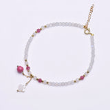 Moonstone Tourmaline Pendant Anklet Four Leaf Clover Ankle Chain