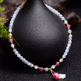 Moonstone Tourmaline Pendant Anklet Four Leaf Clover Ankle Chain