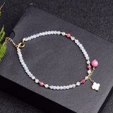 Moonstone Tourmaline Pendant Anklet Four Leaf Clover Ankle Chain