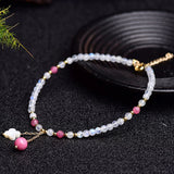 Moonstone Tourmaline Pendant Anklet Four Leaf Clover Ankle Chain