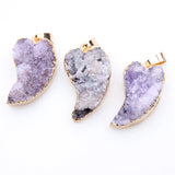 Purple Druzy Water Drop Chakra Stone Pendant for Jewelry Making