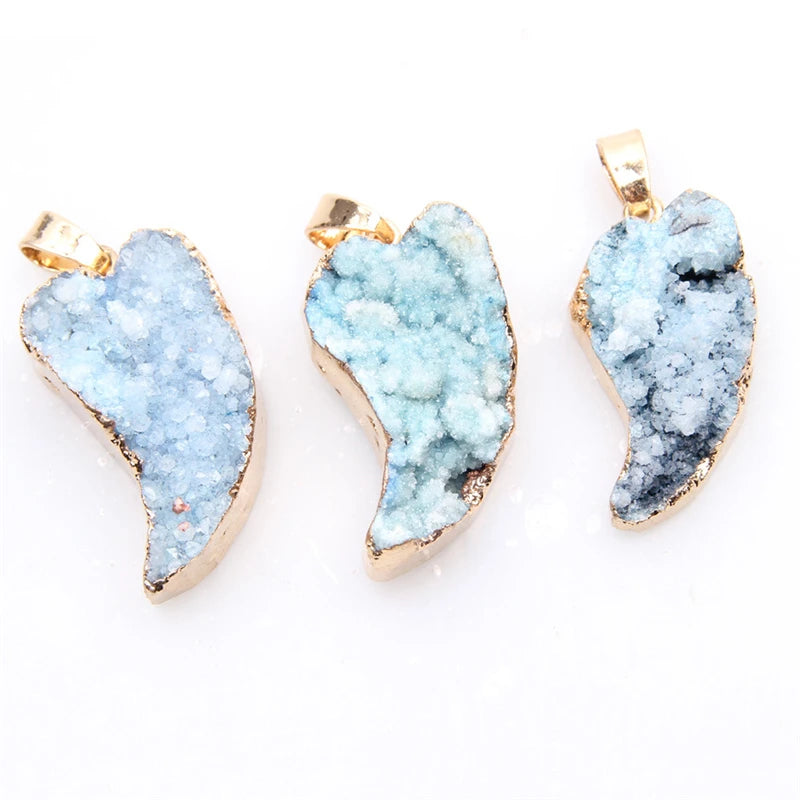 Purple Druzy Water Drop Chakra Stone Pendant for Jewelry Making