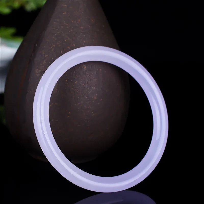 Natural Purple Hand Carved Round Jade Bracelet Boutique Jewelry