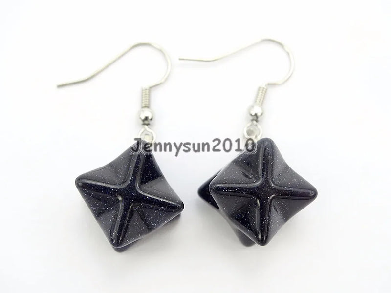Sand Gems Stone Merkaba Healing Reiki Chakra Earrings Set