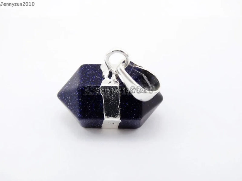 Natural Sand Gems Stones Hexagonal Pointed Reiki Chakra Pendant Beads