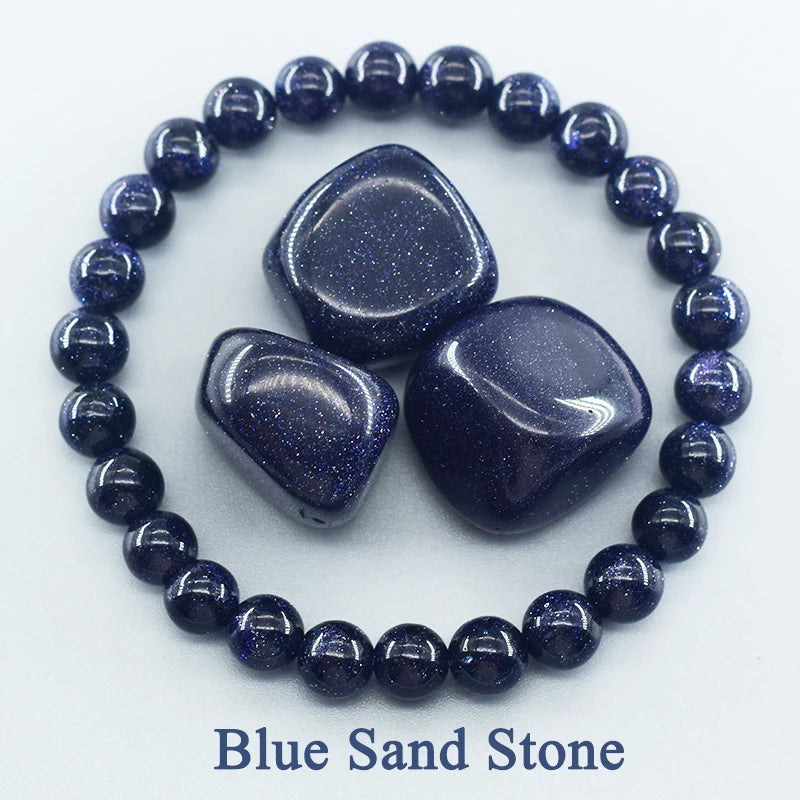 Natural Sand Stone Round Beads Bracelet for Men and Women