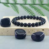 Natural Sand Stone Round Beads Bracelet for Men and Women
