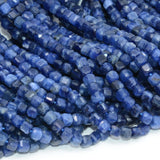 Natural Sodalite Edge Faceted Cube Bead 4mm