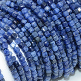Natural Sodalite Edge Faceted Cube Bead 4mm