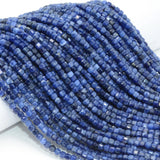 Natural Sodalite Edge Faceted Cube Bead 4mm