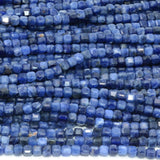 Natural Sodalite Edge Faceted Cube Bead 4mm