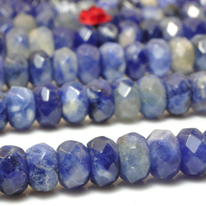 Natural Sodalite Faceted Rondelle Loose Beads Gemstone Bracelet Necklace