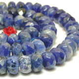 Natural Sodalite Faceted Rondelle Loose Beads Gemstone Bracelet Necklace