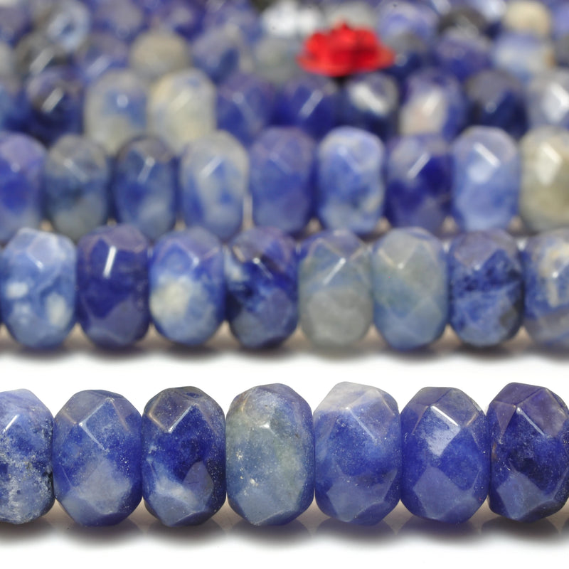 Natural Sodalite Faceted Rondelle Loose Beads Gemstone Bracelet Necklace